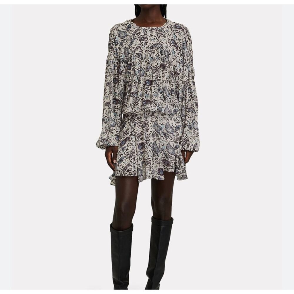 Isabel Marant Étoile Nimazu Asymmetric Chiffon Mini Dress Size 40 US 8‎ NWT